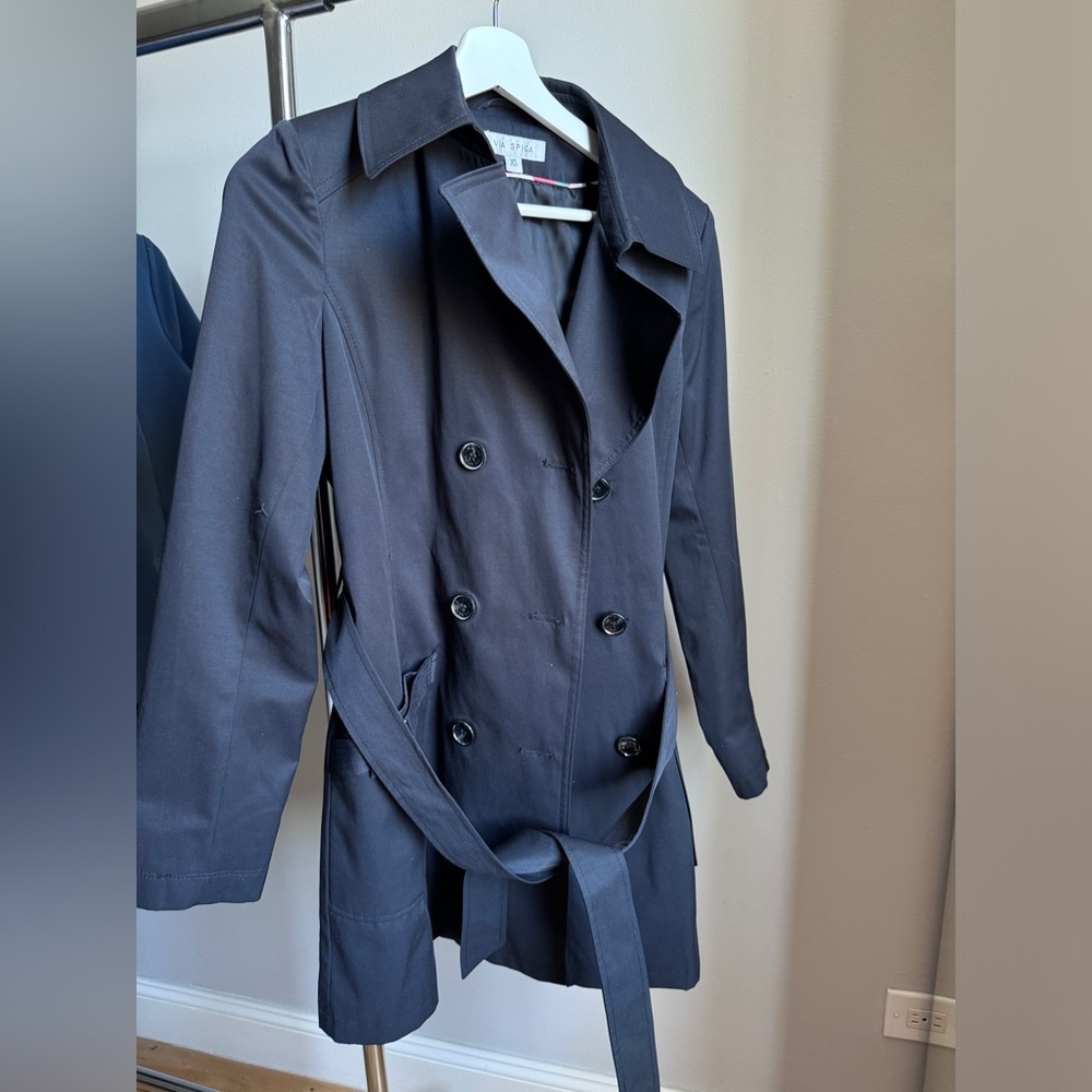 VIA SPIGA Navy Trench Coat in XS